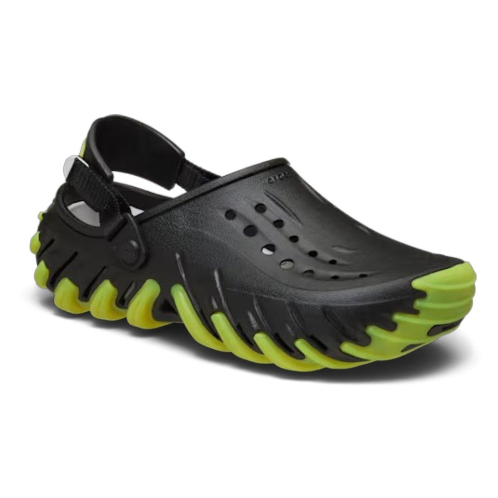 Crocs Echo Icey RO Clog Mens 12 Black Lime Green Adjustable Strap Streetwear NEW